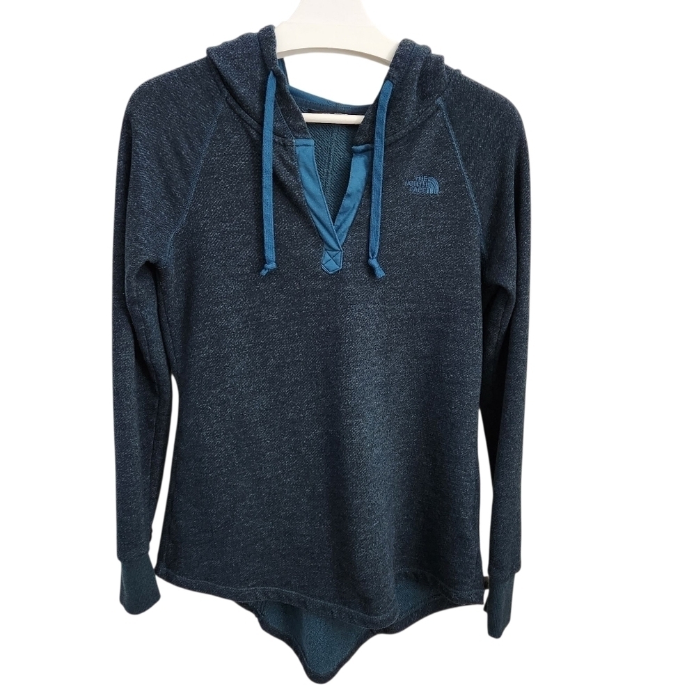 THE NORTH FACE heather teal pullover hoodie tunic w/ high-low hem s
